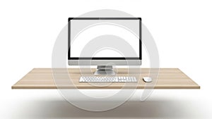 Modern computer setup isolated on white background