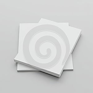 A stack of blank white square paper sheets isolated on white background