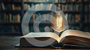 Open Book and Lightbulb in Library, Generative AI