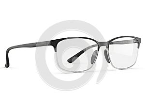 Black rectangular eyeglasses isolated on white background