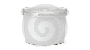 Plastic container with lid, isolated on white background