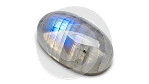 Labradorite gemstone, isolated on white background