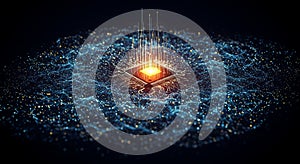 CPU with Glowing Data Streams