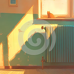 A Radiator Stands Quietly in a Corner