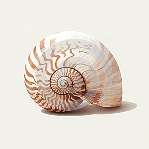 Artwork captures the shell against a plain background emphasizing its