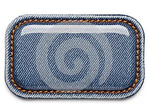 Denim patch with stitching isolated on white background