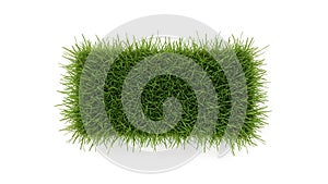 A rectangular patch of green grass isolated on white background