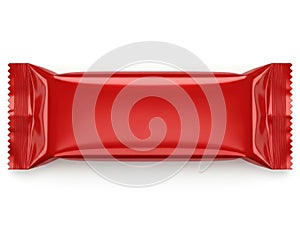 Red candy bar wrapper isolated on white background