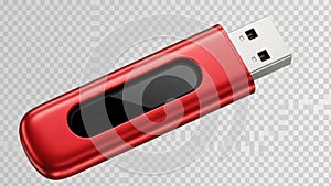 Red usb flash drive isolated on white background