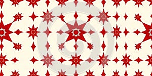 Ornate Red Star Pattern on a Cream Background