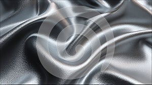 Abstract shimmering silver fabric with dramatic folds and a textured surface.