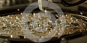 Robotic arm inspecting circular components