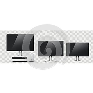 Multiple computer monitors isolated on white background isolated on white background