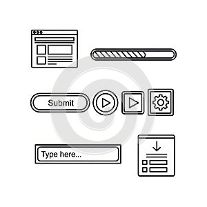 Web interface elements icon set isolated on white background