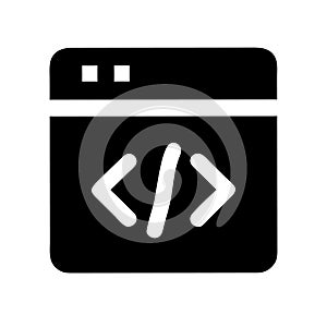 Elegant Black and White Coding Icon on White Background