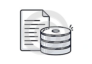 Document and database icon isolated on white background