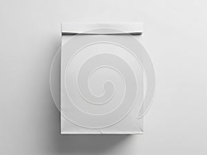 A white rectangular box with a lid resting on a plain white background