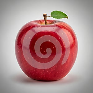 Red Apple with Leaf