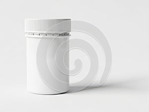 Single white plastic container with screw cap