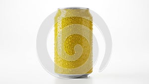 Yellow soda can isolated on white background