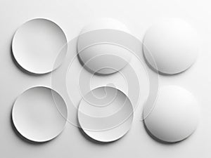 Six circular objects isolated on white background