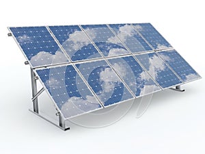 Solar panel array isolated on white background