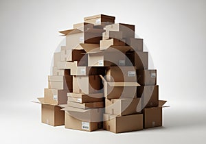 Stack of cardboard boxes isolated on white background