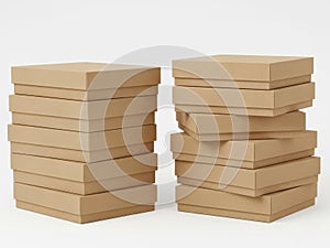 Stack of cardboard boxes isolated on white background