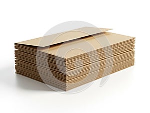 Stack of cardboard sheets isolated on white background