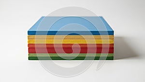 Stack of colored blocks isolated on white background