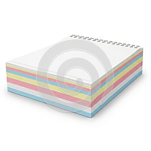 Colorful notepad stack isolated on white background