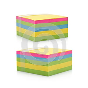 Colorful sticky notes stack isolated on white background