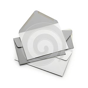 Stack of envelopes isolated on white background