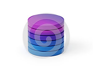 Stack of colored discs isolated on white background