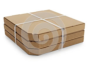 Stack of cardboard boxes isolated on white background isolated on white background