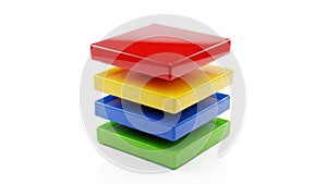 Stack of colored blocks isolated on white background isolated on transparent background, isolated on white background