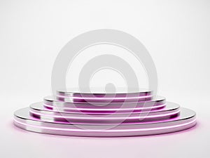 Stack of pink circular objects, isolated on white background