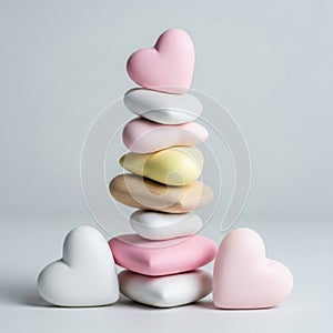 Stack of hearts, isolated on white background