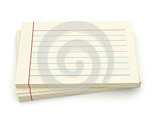 Stack of lined paper sheets isolated on white background