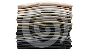 Stack of folded clothes isolated on white background