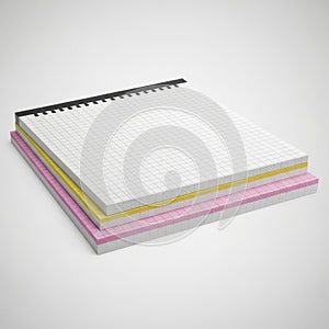 Stack of notepads isolated on white background