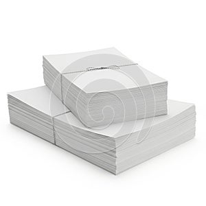Stack of paper sheets isolated on white background
