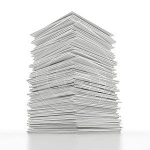 Stack of papers isolated on white background