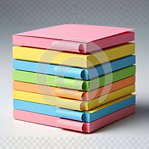 Stack of colorful notepads isolated on white background isolated on white background
