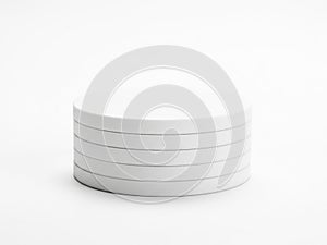 Stack of white ceramic plates isolated on white background
