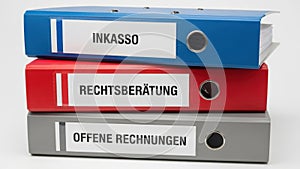 Stack of file binders isolated on white background