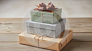 Stack of gift boxes isolated on white background