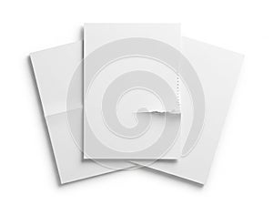Stack of white paper sheets isolated on white background