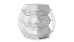 Stack of takeout containers isolated on white background