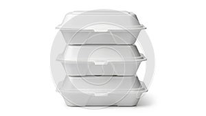 Stack of takeout containers, isolated on white background